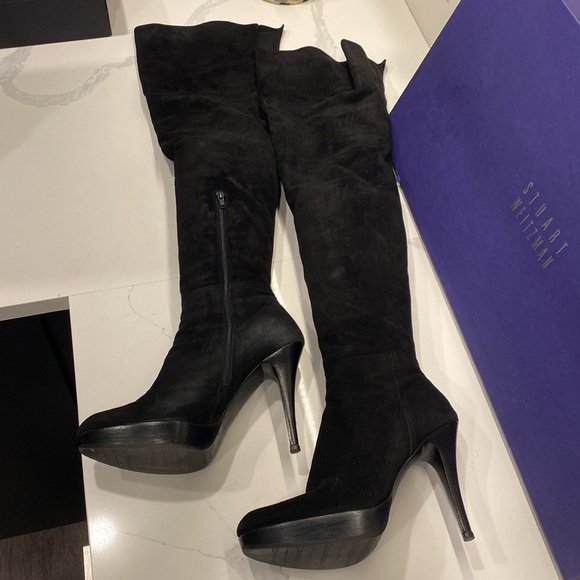 Stunning suede Platform Stuart Weitzman OTK thigh high heeled boots. - Picture 2 of 10